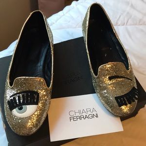 Chiara Ferragni Gold Flats
